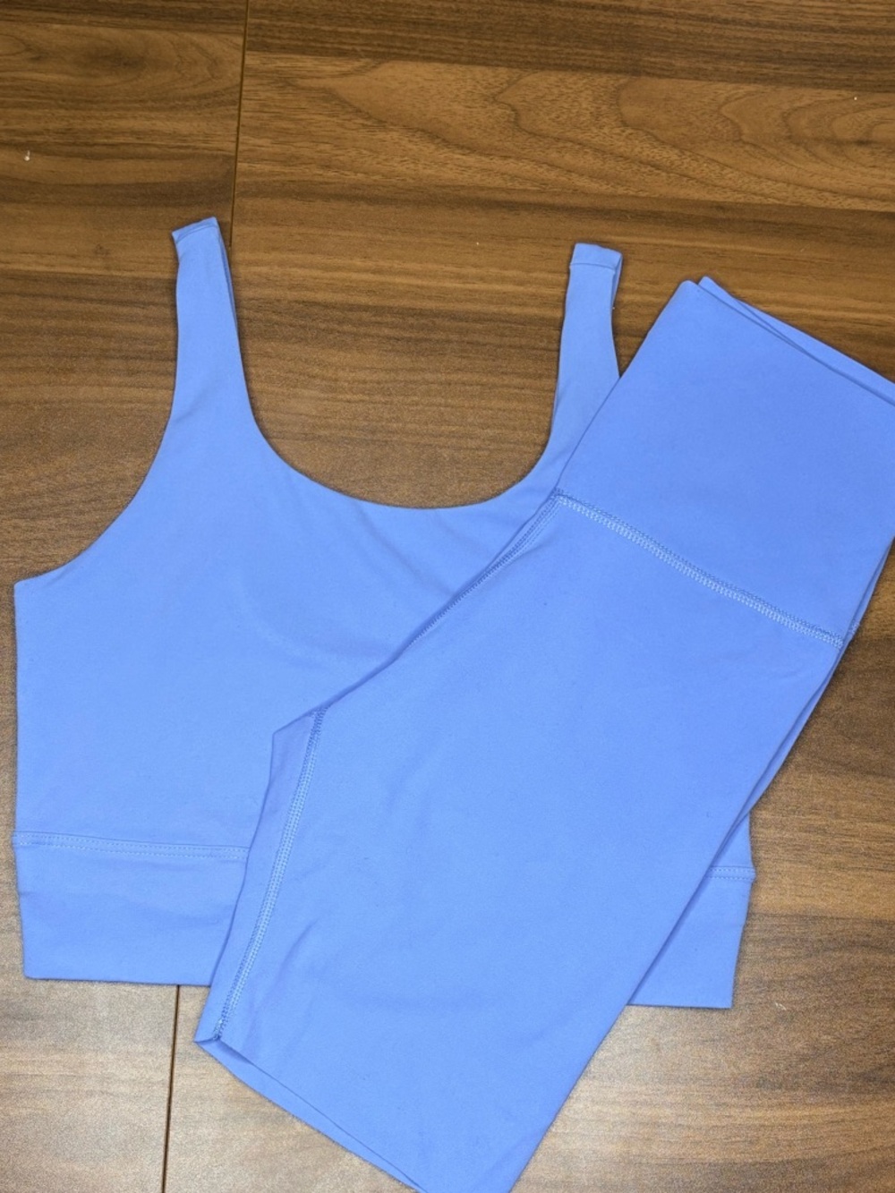 Nike Light Periwinkle Scoop-Back Crop Top and Biker Shorts Leggings Set - S